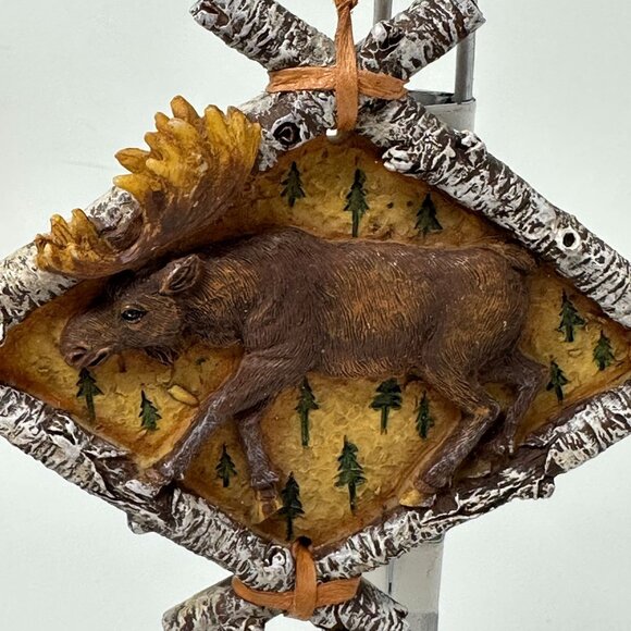 Rustic Moose in Forest Birch Frame Ornament Cabin Lodge Decor 5 in Woodland - Picture 15 of 16